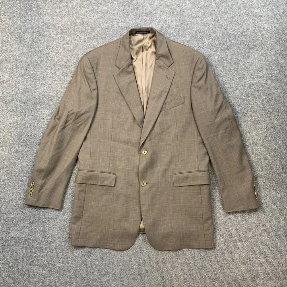 Daniel‎ Cremieux Blazer Mens 41R Pewter Wool Plaid Lined Notch Loro Piana Fabric